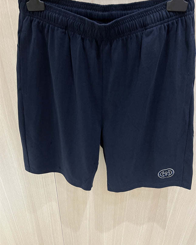 Gucci Interlocking GG Embroidered Cotton‑Blend Sweat Shorts in Navy