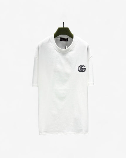 Gucci Interlocking GG Embroidered Cotton‑Jersey T‑Shirt in White