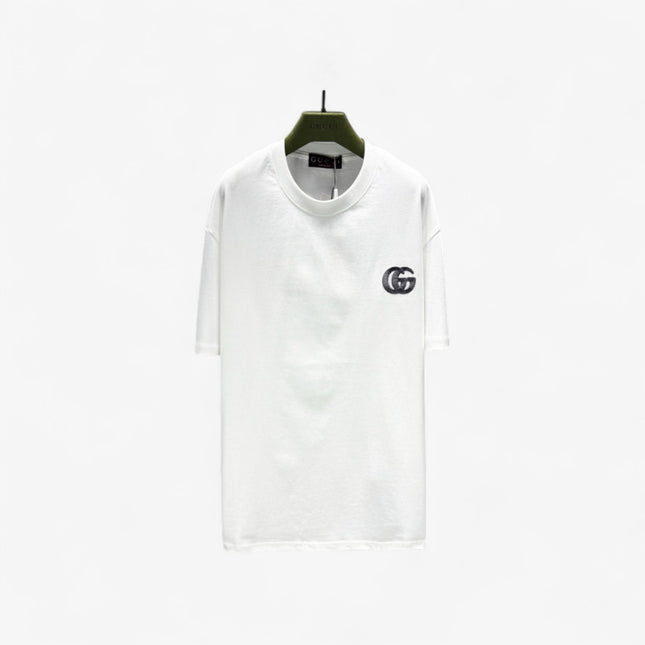 Gucci Interlocking GG Embroidered Cotton‑Jersey T‑Shirt in White