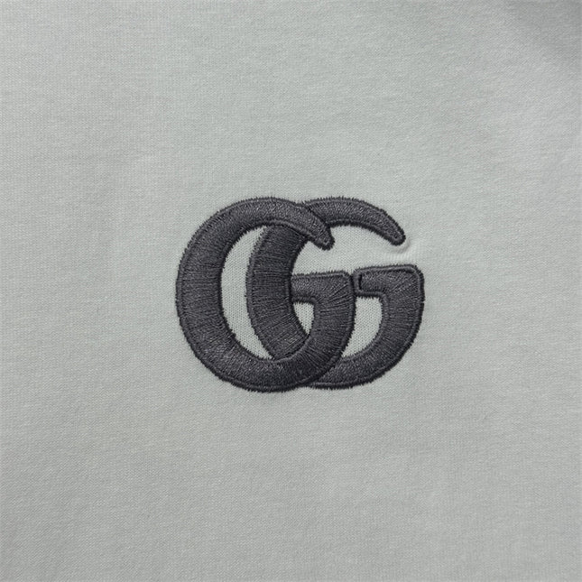 Gucci Interlocking GG Embroidered Cotton‑Jersey T‑Shirt in White
