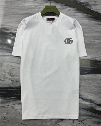 Gucci Interlocking GG Embroidered Cotton‑Jersey T‑Shirt in White