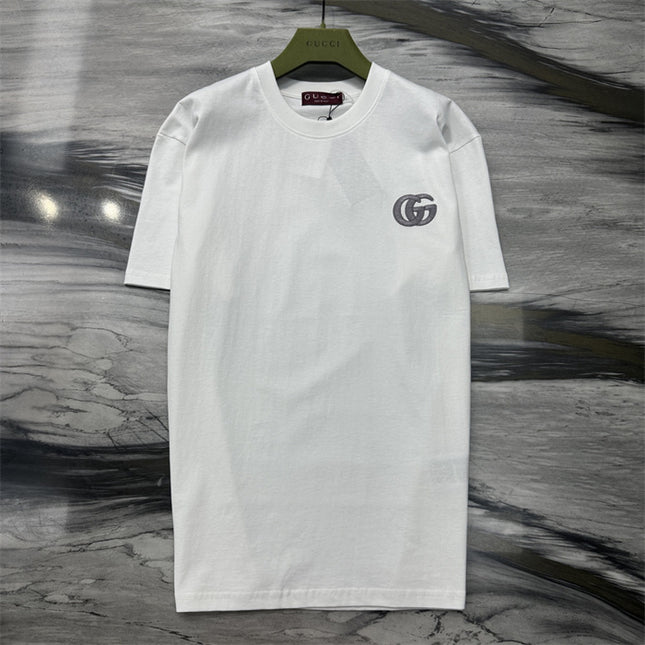 Gucci Interlocking GG Embroidered Cotton‑Jersey T‑Shirt in White