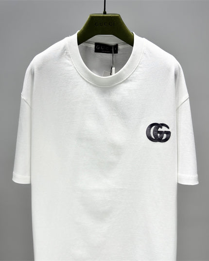 Gucci Interlocking GG Embroidered Cotton‑Jersey T‑Shirt in White