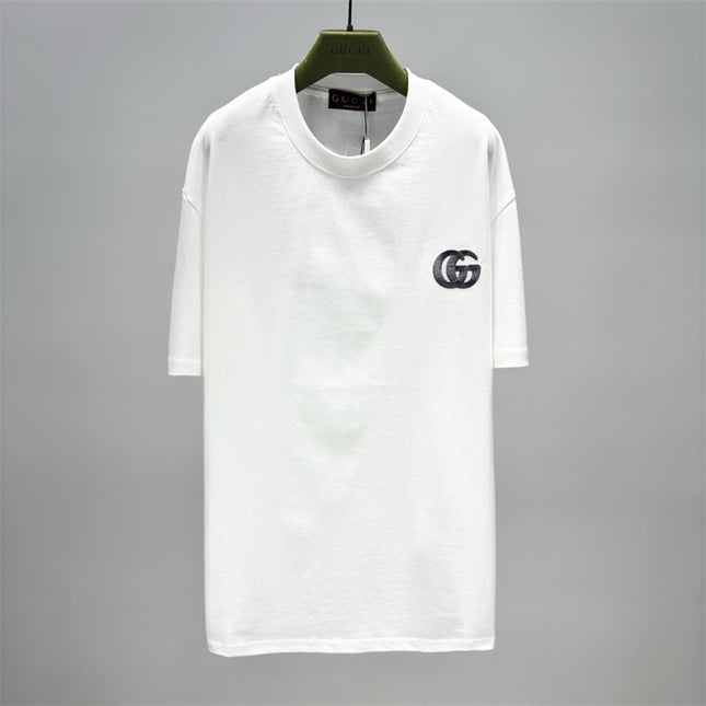 Gucci Interlocking GG Embroidered Cotton‑Jersey T‑Shirt in White