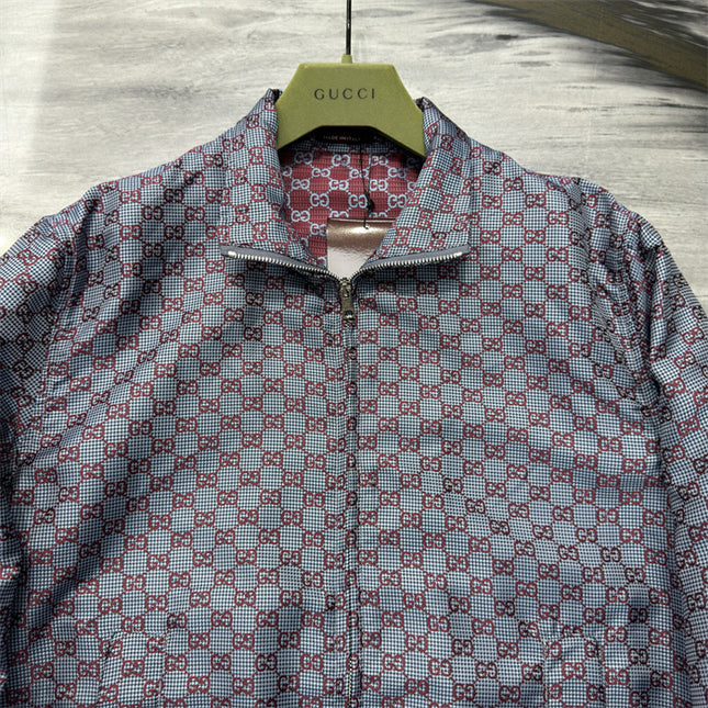 Gucci Interlocking GG Hooded Zip Jacket (Grey/Red Monogram)