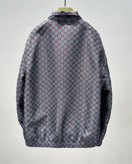 Gucci Interlocking GG Hooded Zip Jacket (Grey/Red Monogram)