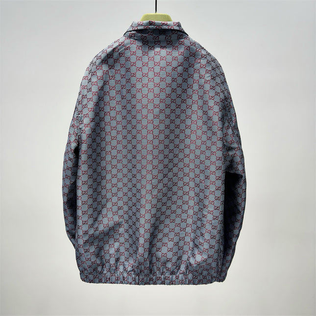 Gucci Interlocking GG Hooded Zip Jacket (Grey/Red Monogram)