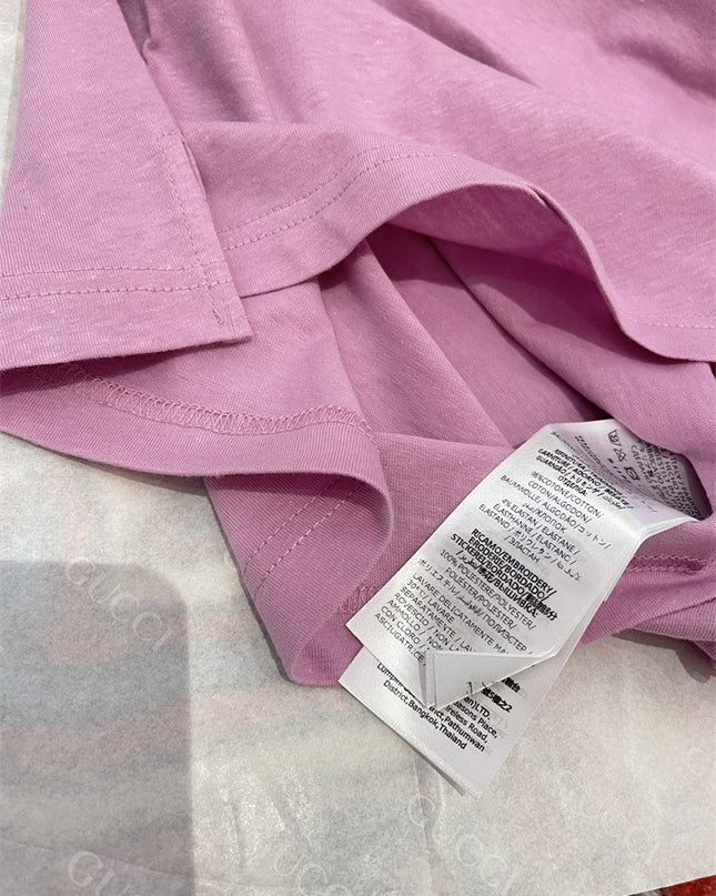 Gucci Interlocking GG Ringer T‑Shirt in Pink and Burgundy