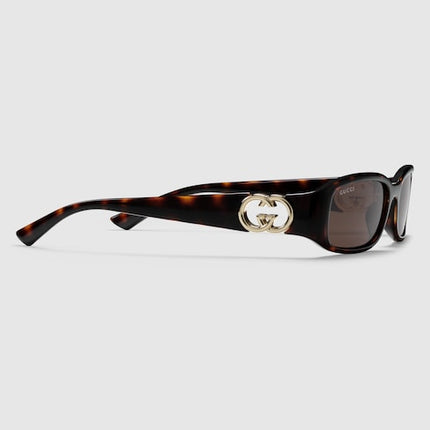 Gucci Interlocking G Rectangular Sunglasses – Dark Tortoiseshell