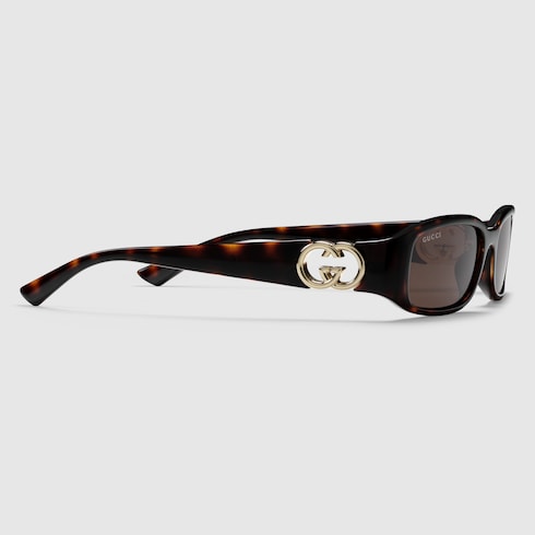 Gucci Interlocking G Rectangular Sunglasses – Dark Tortoiseshell