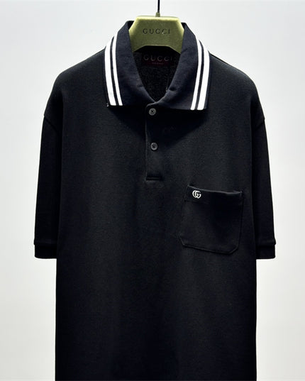  Gucci Interlocking Pocket Polo Shirt Top Version