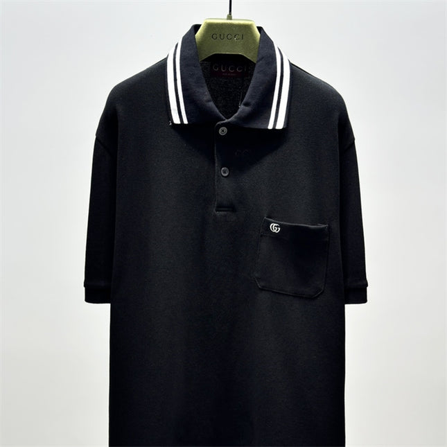  Gucci Interlocking Pocket Polo Shirt Top Version