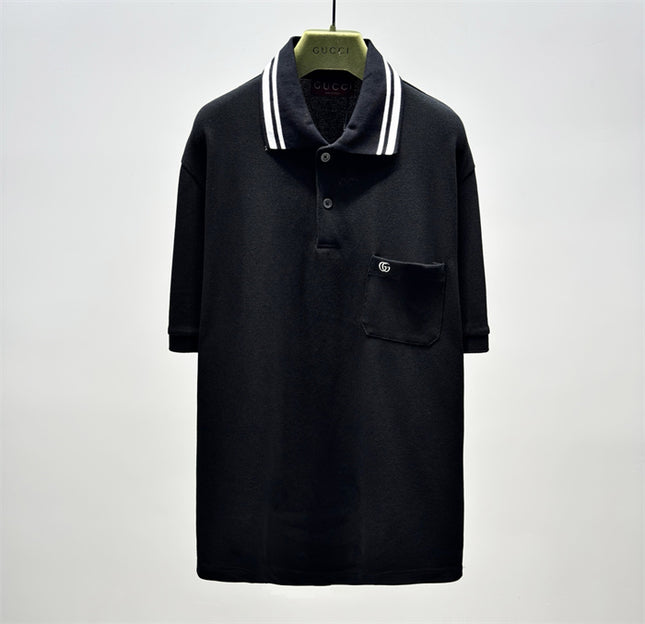  Gucci Interlocking Pocket Polo Shirt Top Version