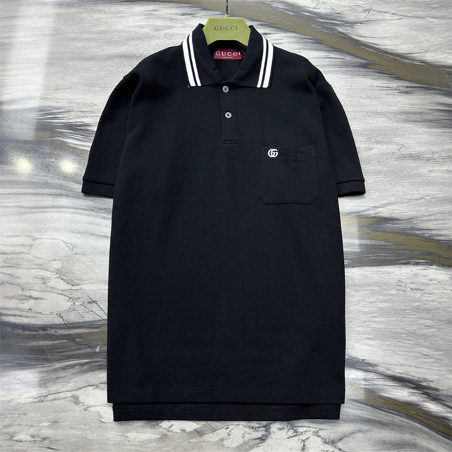  Gucci Interlocking Pocket Polo Shirt Top Version