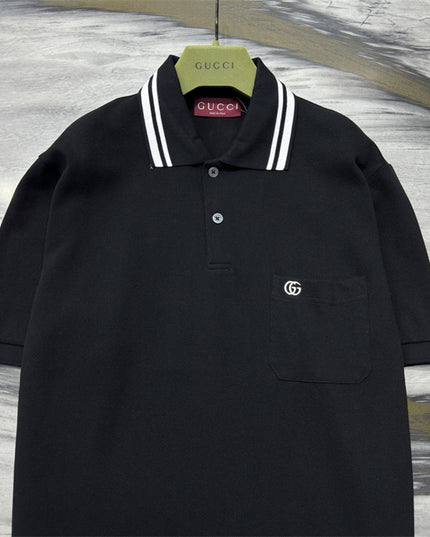  Gucci Interlocking Pocket Polo Shirt Top Version