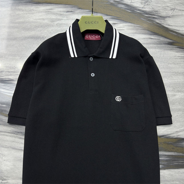  Gucci Interlocking Pocket Polo Shirt Top Version