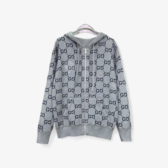 Gucci Jumbo GG Zip Jacket with Web (Grey/Dark Grey)