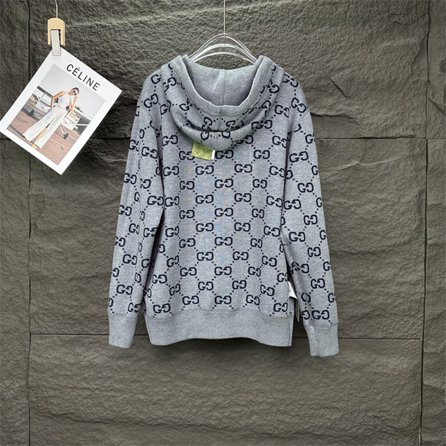 Gucci Jumbo GG Zip Jacket with Web (Grey/Dark Grey)