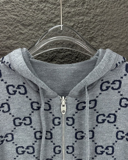 Gucci Jumbo GG Zip Jacket with Web (Grey/Dark Grey)