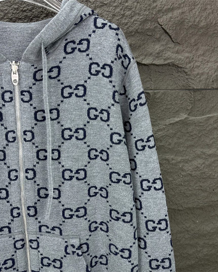 Gucci Jumbo GG Zip Jacket with Web (Grey/Dark Grey)