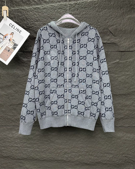 Gucci Jumbo GG Zip Jacket with Web (Grey/Dark Grey)