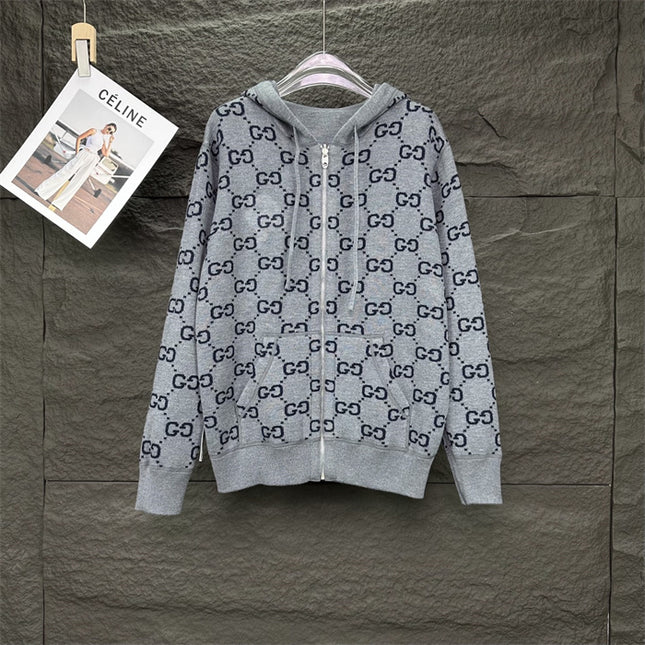 Gucci Jumbo GG Zip Jacket with Web (Grey/Dark Grey)