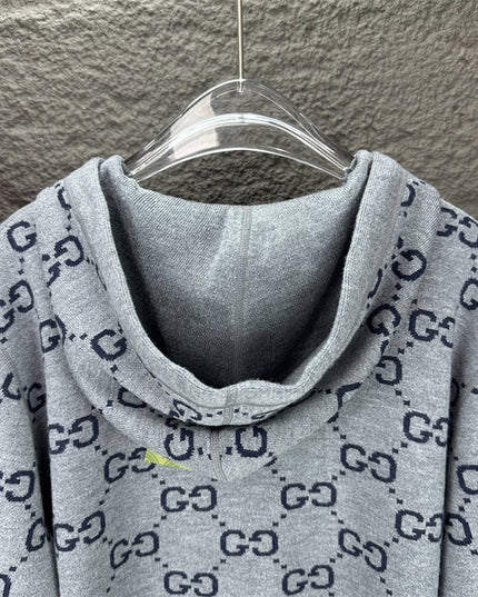 Gucci Jumbo GG Zip Jacket with Web (Grey/Dark Grey)