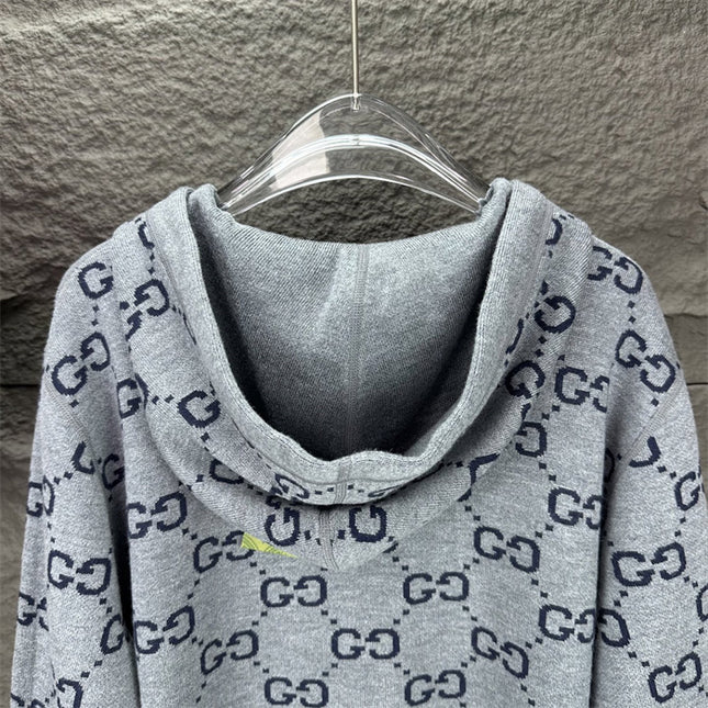 Gucci Jumbo GG Zip Jacket with Web (Grey/Dark Grey)