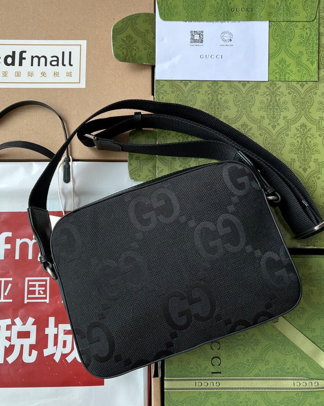 Gucci Jumbo GG Canvas Messenger Bag 675891 – Black