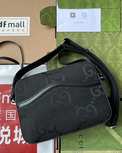 Gucci Jumbo GG Canvas Messenger Bag 675891 – Black