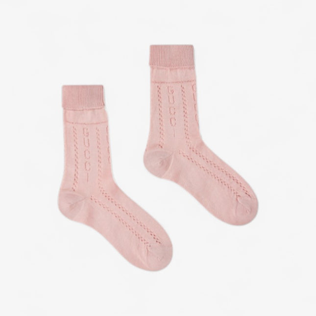 Gucci Kids Light Pink Perforated Cotton Socks