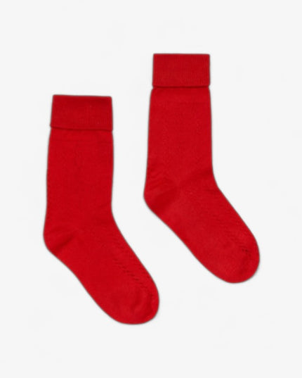 Gucci Kids Red Perforated Cotton Socks with Logo Knit