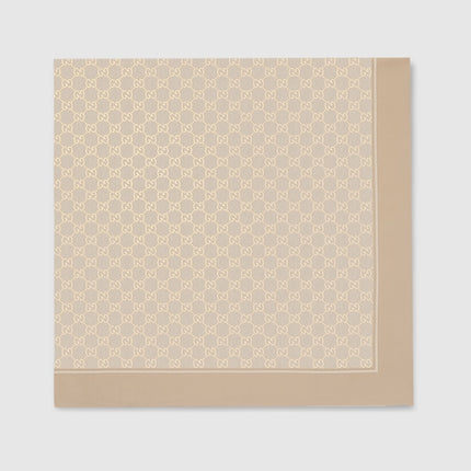 Gucci Lamé GG Silk Twill Carré Scarf – White & Beige