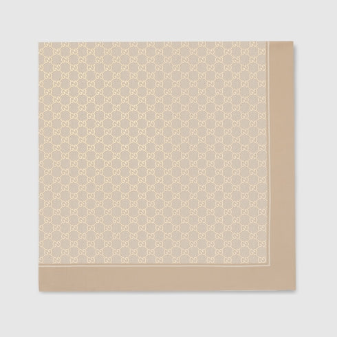 Gucci Lamé GG Silk Twill Carré Scarf – White & Beige