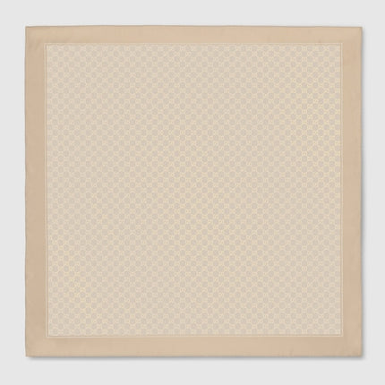 Gucci Lamé GG Silk Twill Carré Scarf – White & Beige