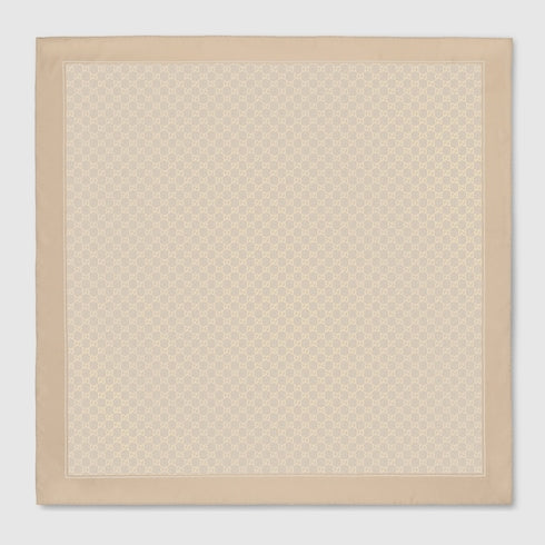 Gucci Lamé GG Silk Twill Carré Scarf – White & Beige