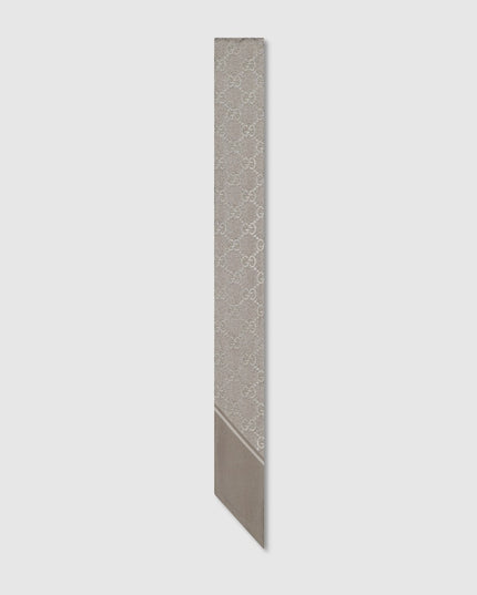Gucci Lamé GG Silk Twill Ribbon – Light Grey & Beige