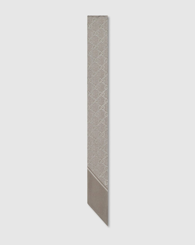 Gucci Lamé GG Silk Twill Ribbon – Light Grey & Beige
