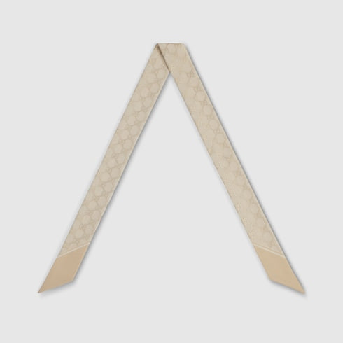 Gucci Lamé GG Silk Twill Ribbon – White & Beige
