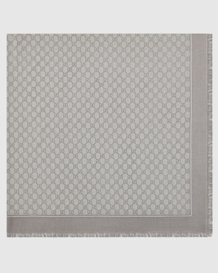 Gucci Lamé GG Wool Shawl – Light Grey