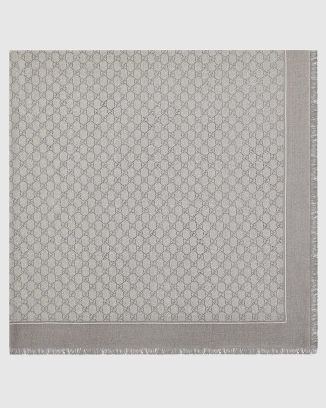 Gucci Lamé GG Wool Shawl – Light Grey