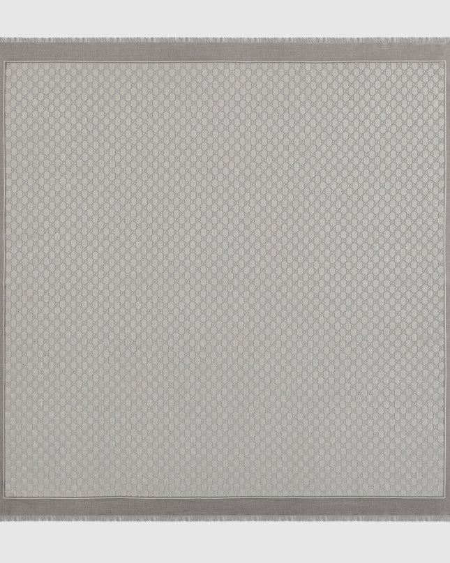 Gucci Lamé GG Wool Shawl – Light Grey