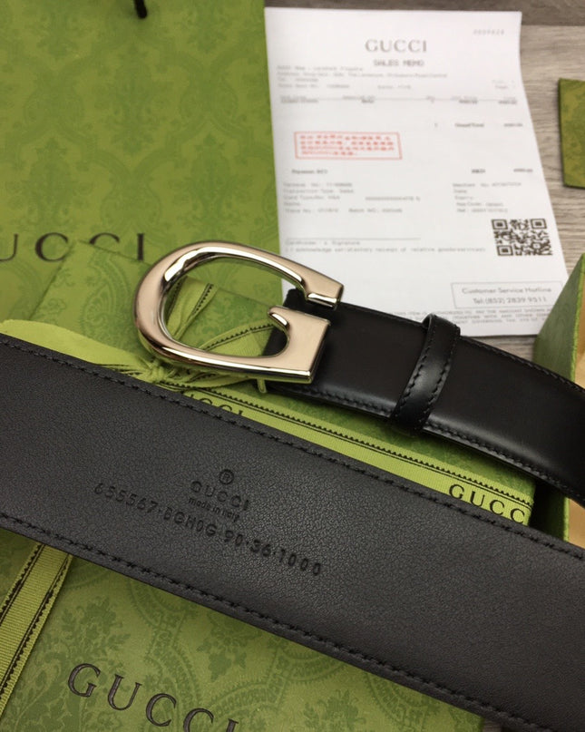 Gucci Leather Belt 655567 – G Buckle in Black