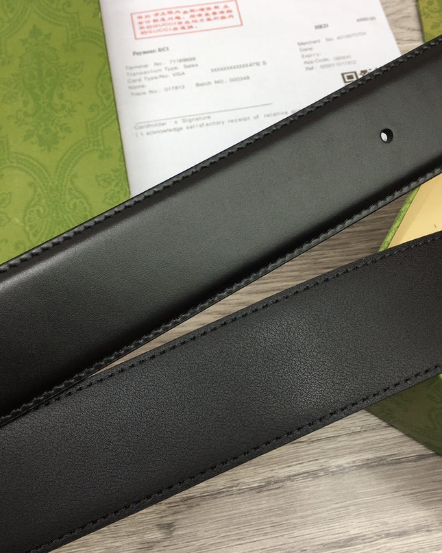 Gucci Leather Belt – Gold G Buckle in Black