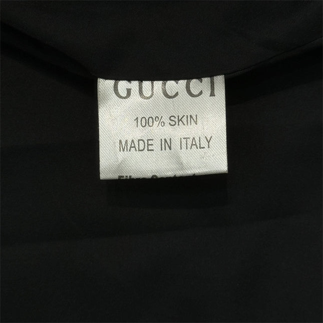 Gucci Leather Bomber Jacket with Web (Black)