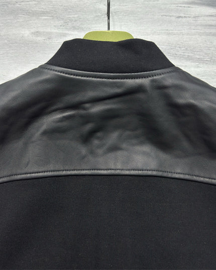 Gucci Leather Bomber Jacket with Web (Black)