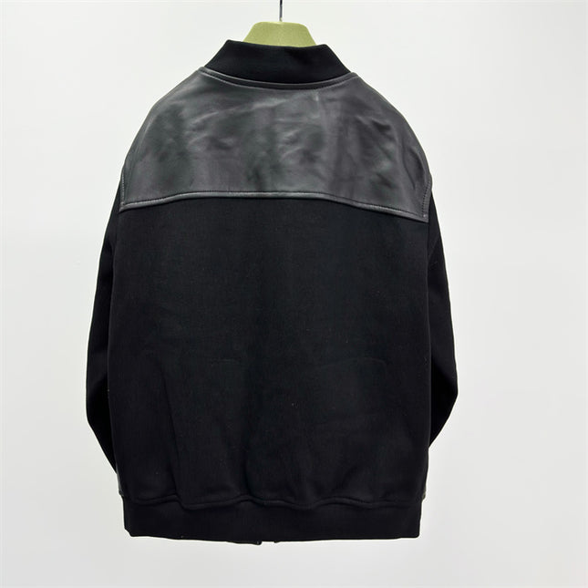 Gucci Leather Bomber Jacket with Web (Black)