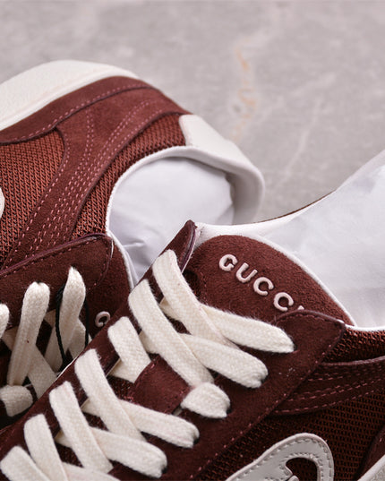 Gucci Lido Brown Men’s Suede & Mesh Sneaker