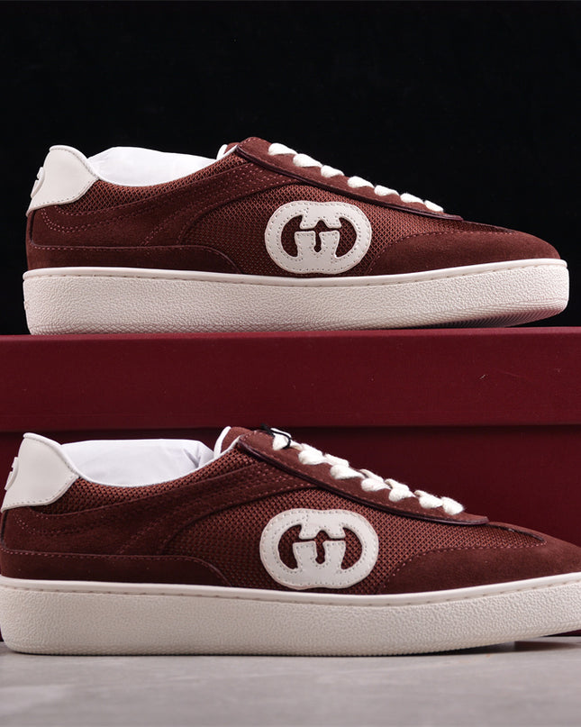 Gucci Lido Brown Men’s Suede & Mesh Sneaker