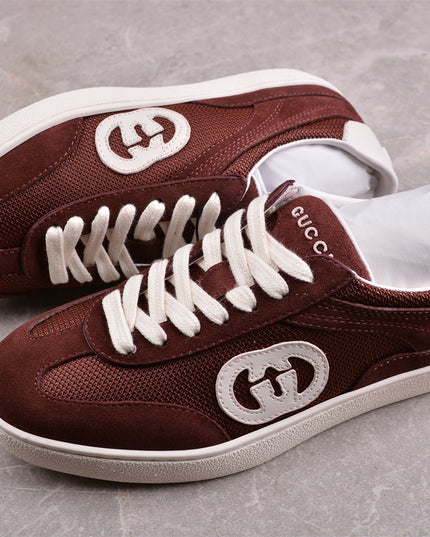 Gucci Lido Brown Men’s Suede & Mesh Sneaker